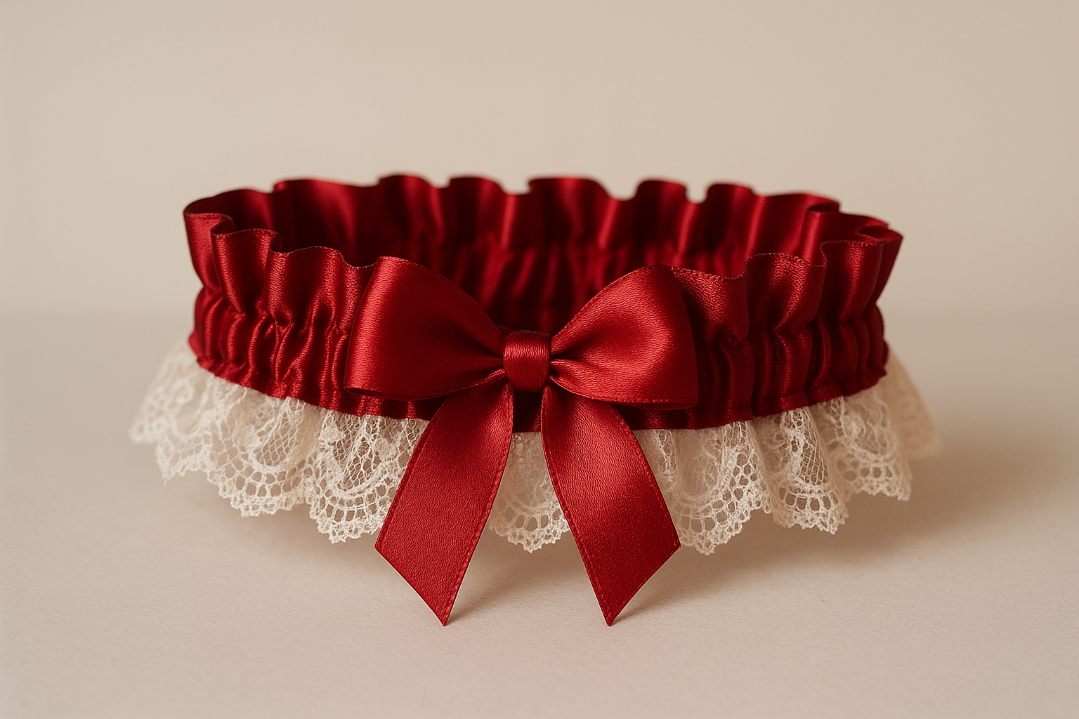 Podwiązka na studniówkę, czerwona z koronką