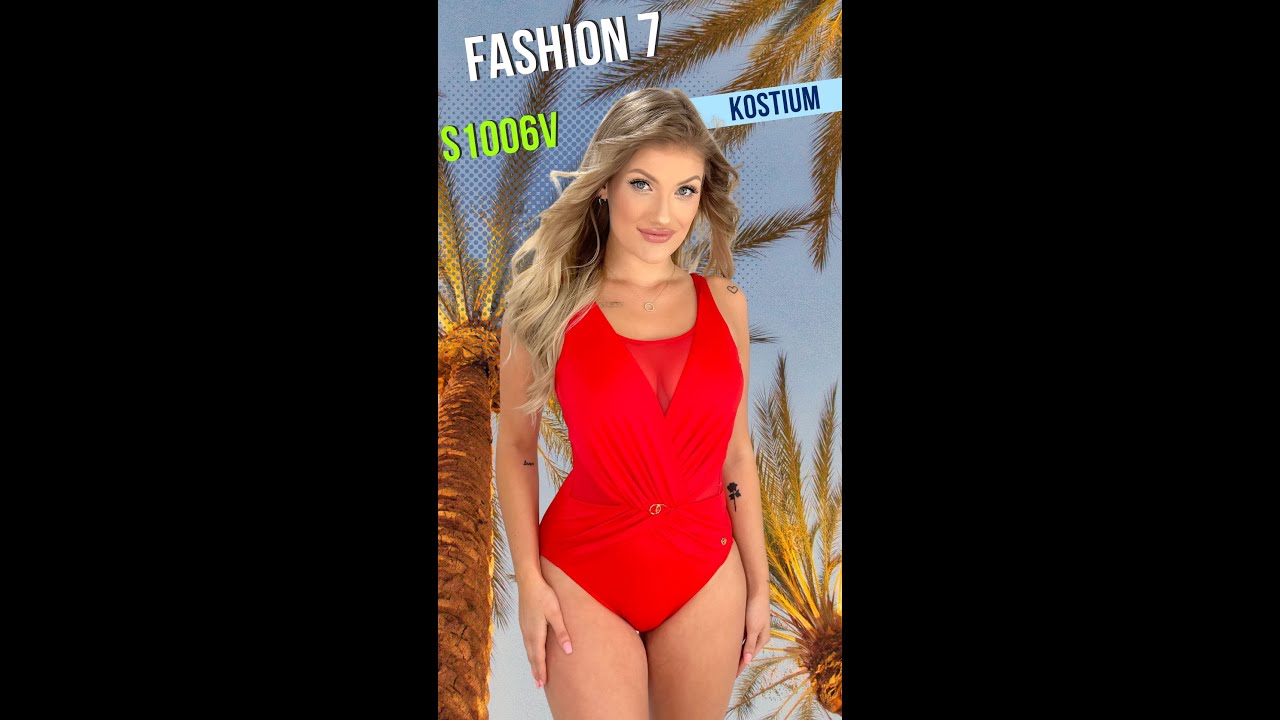 self s1006v fashion 7 kostium kąpielowy jednoczęściowy czerwony FASHION