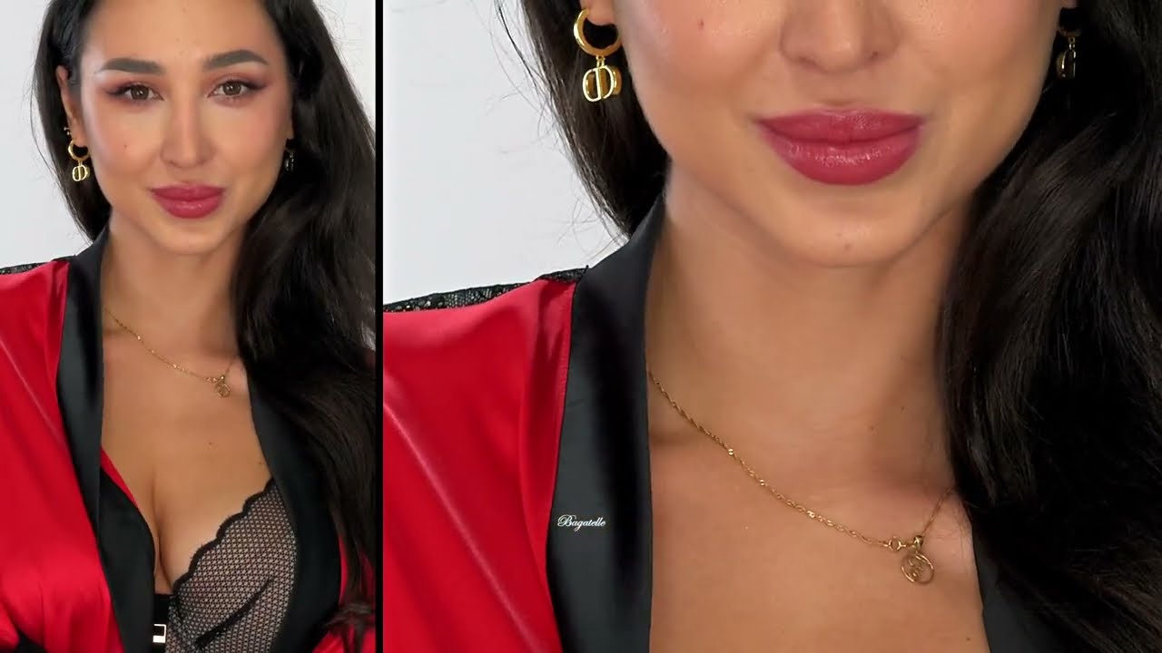 ALLES CHITA biustonosz push up czarny + ANAIS ALISSAN NOCNA szlafrok krótki kolorowy
