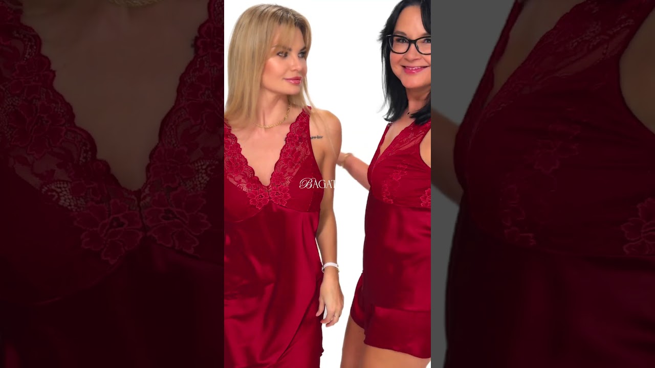 7780 DONNA MARI NOCNA KOSZULKA BORDOWY + DONNA MARI NOCNA PIŻAMA KRÓTKA BORDOWY   HD 1080p