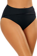 Self Lady 9A Majtki Figi Kąpielowe, czarne, wysokiego stanu, plażowe majtki damskie