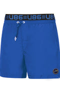 Szorty kąpielowe męskie Self SM25 13D, niebieskie, plażowe, z logo